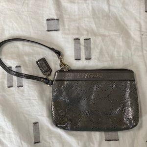 Silver coach wristlet